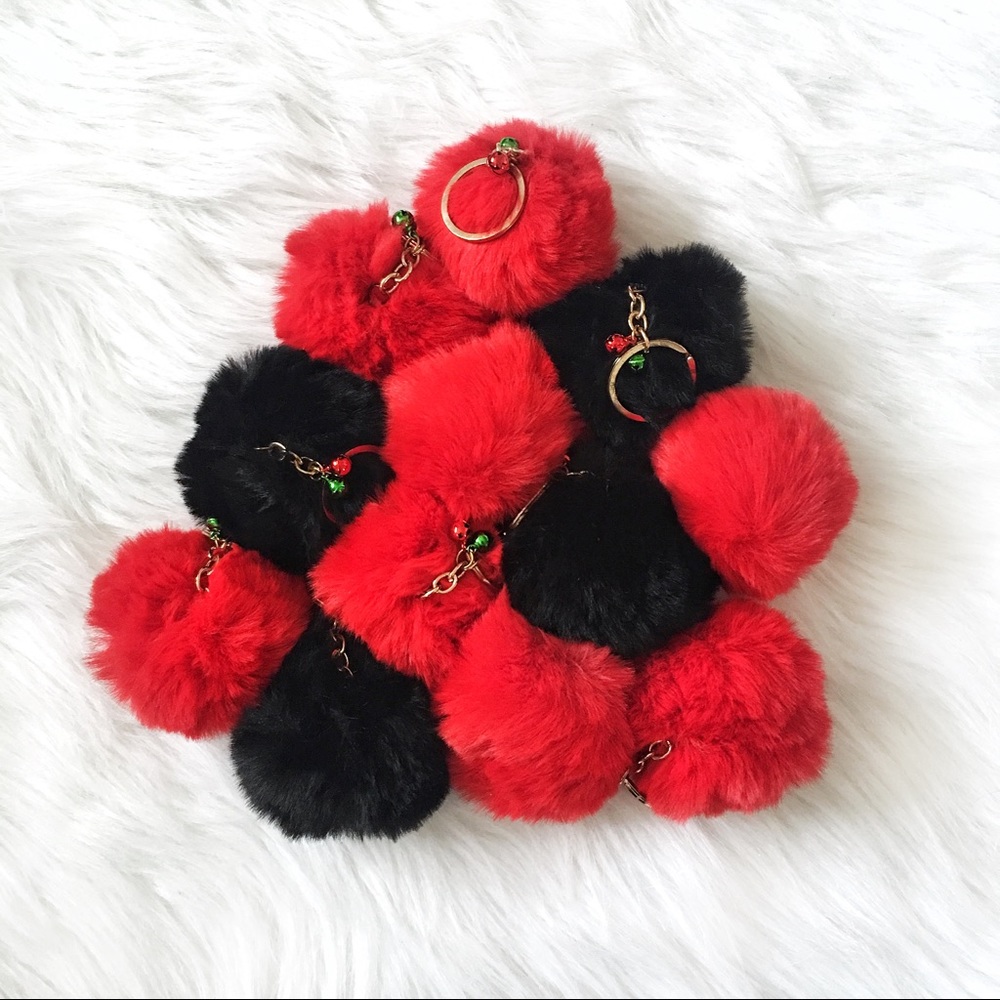 🔴4/$25 red pompom jingle bell keychains